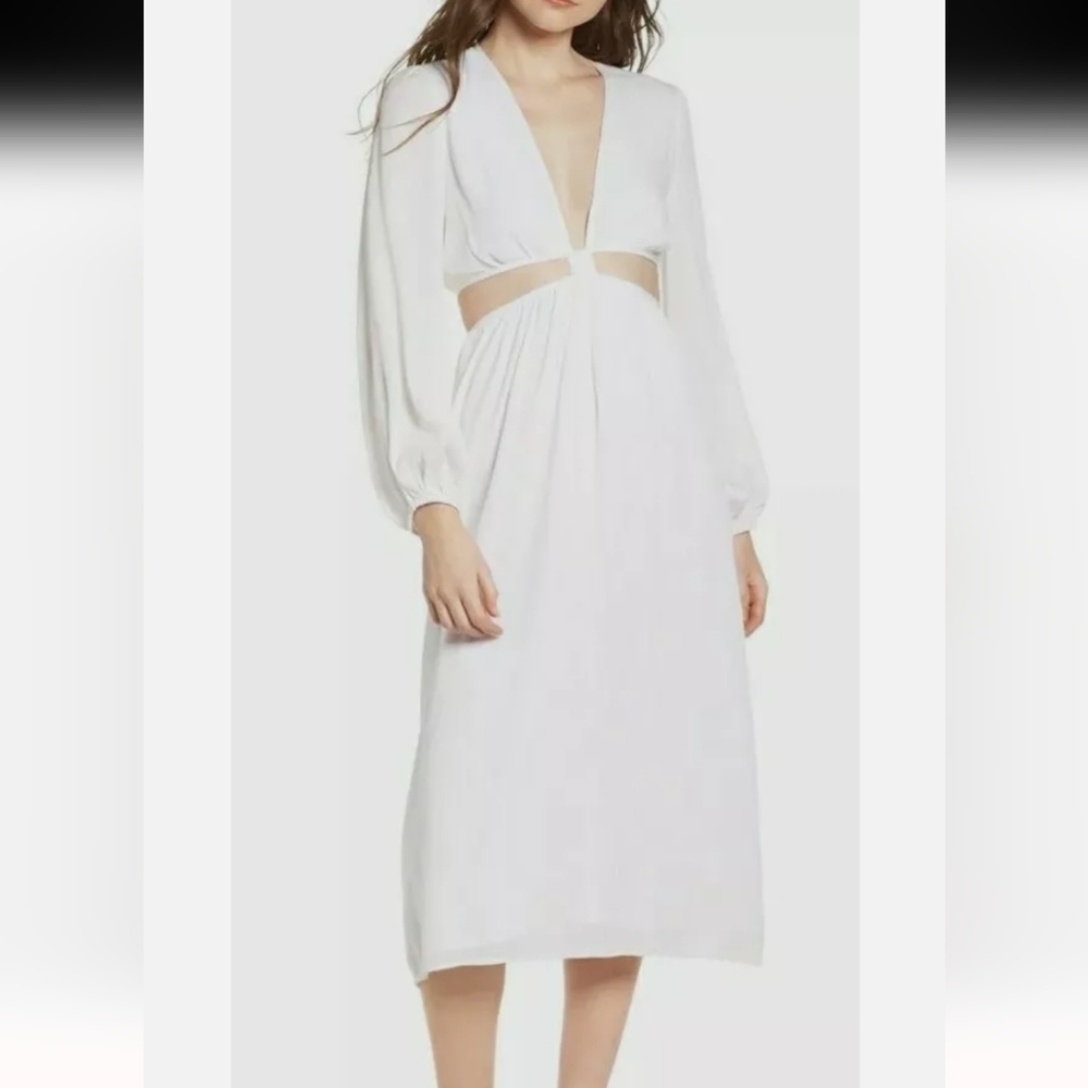 WAYF Women's Babylon Cutout Midi Dress Ivory White